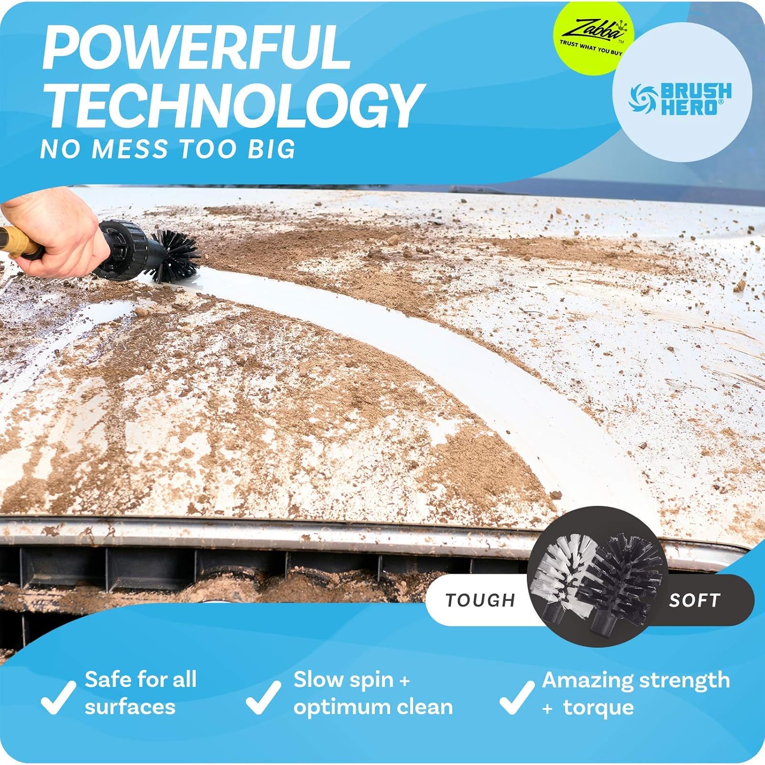 Car Wheel Brush, Premium Automotive Detailer and Tire Brush Cleaning Kit for Bikes, Engines, Trucks, Boats, Equipment, Exhaust Tips, Premium Water-Powered Multi-Purpose Rim Brush from Brush Hero: Health & Personal Care