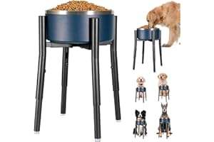 PROERR Dog Bowl Stand - Adjustable Tall Food & Water Bowl Holder, 8-12" Width, Metal For Medium & Large Dogs