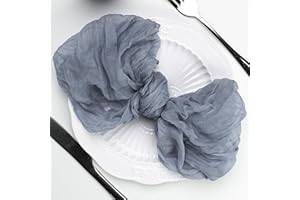 SUNTQ Cheesecloth Napkins Bulk, 20"x20" Set of 12 Cotton Dinner Napkins, Rustic Boho Gauze Fabric Cloth Napkins, Handmade Table Napkins for Wedding Party Baby Shower Home Decoration,Dusty Blue