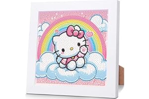 Sretoul Cartoon Diamond Art Kits for Kids with Frame - Kid Diamond Art Painting Kit Cartoon, Cute Gem Arts for Kids Ages 4 6 8 12, Easy DIY Crystal Gem Kits for Children Girls Boys Gifts (7x7 inch)