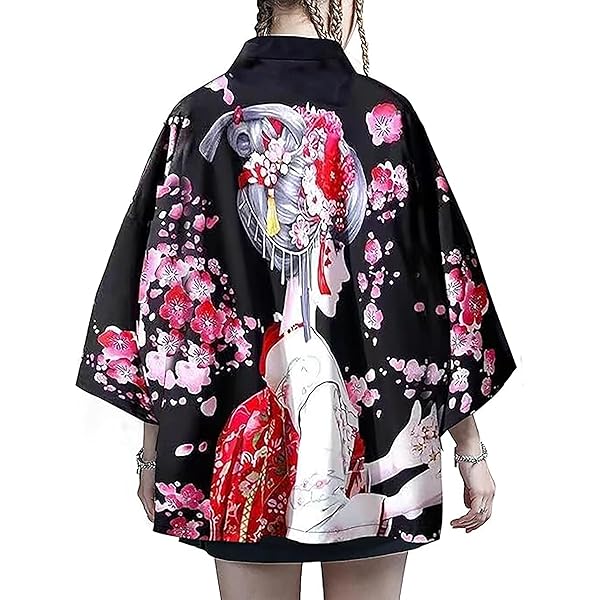 Cardigan Kimono Brodé Femme – Style Harajuku – Taille Unique – Neuf
