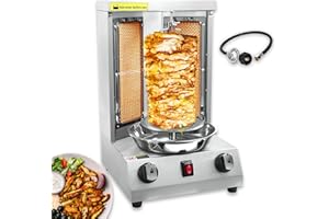 XXUNYNUIN Shawarma Grill Machine Gas Vertical Rotisserie Grill with 2 Burners, Doner Kebab Gyro Meat Trompo Para Tacos Al Pastor Machine, 110V