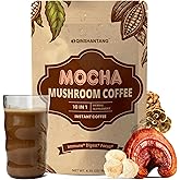 Mushroom Coffee with Cocoa Powder, Mushroom Mocha Instant Coffee Blend | 10 Mushrooms Supplement, Coconut and MCT | Supports Focus, Energy | Sugar-Free, Vegan, Gluten-Free, Non-GMO | 6.35 OZ