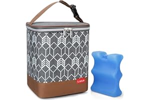 Lekebaby Breastmilk Cooler Bag with Ice Pack Fits 4 Baby Bottles, Baby Bottle Cooler Bag, BreastMilk Cooler Bag for Nursing Mom Daycare