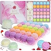 Bath Bombs for Women - 30 Pcs Handmade Natural Essential Oils Rose Bath Bombs with Scented Candles, Home Spa Fizzies Bubble Bath, Birthday Gifts for Women Her Self Care Gifts for Mom Wife (30)