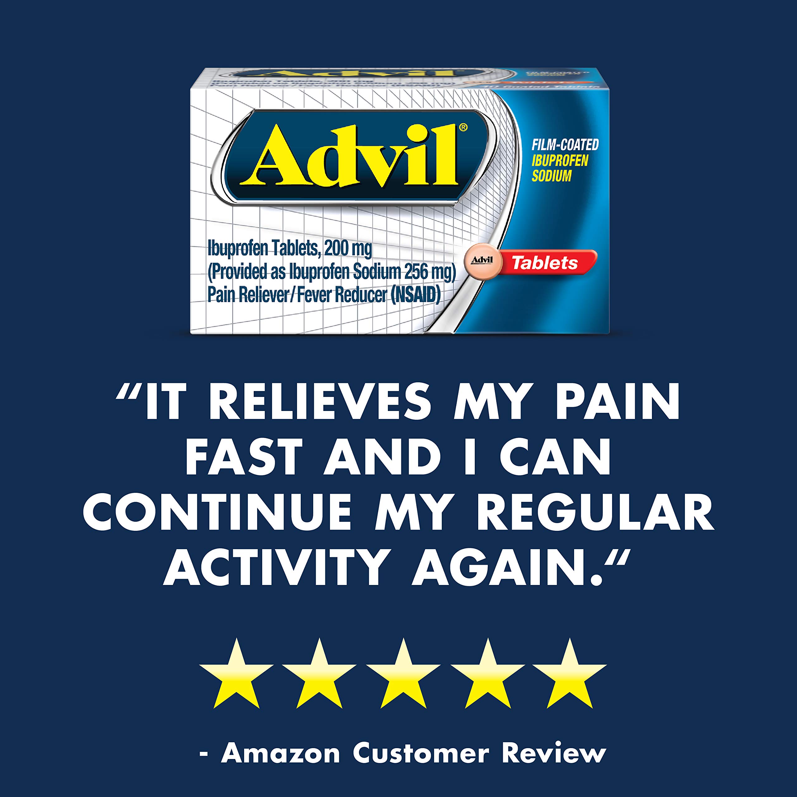 Advil Film Coated Tablet Pain Reliever and Fever Reducer, Ibuprofen