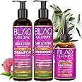 Blaq Luxury Hair Growth Biotin Serum, Shampoo and Conditioner Set - Split End Treatment For Women - Dry & Itchy Scalp Serum - With Biotin