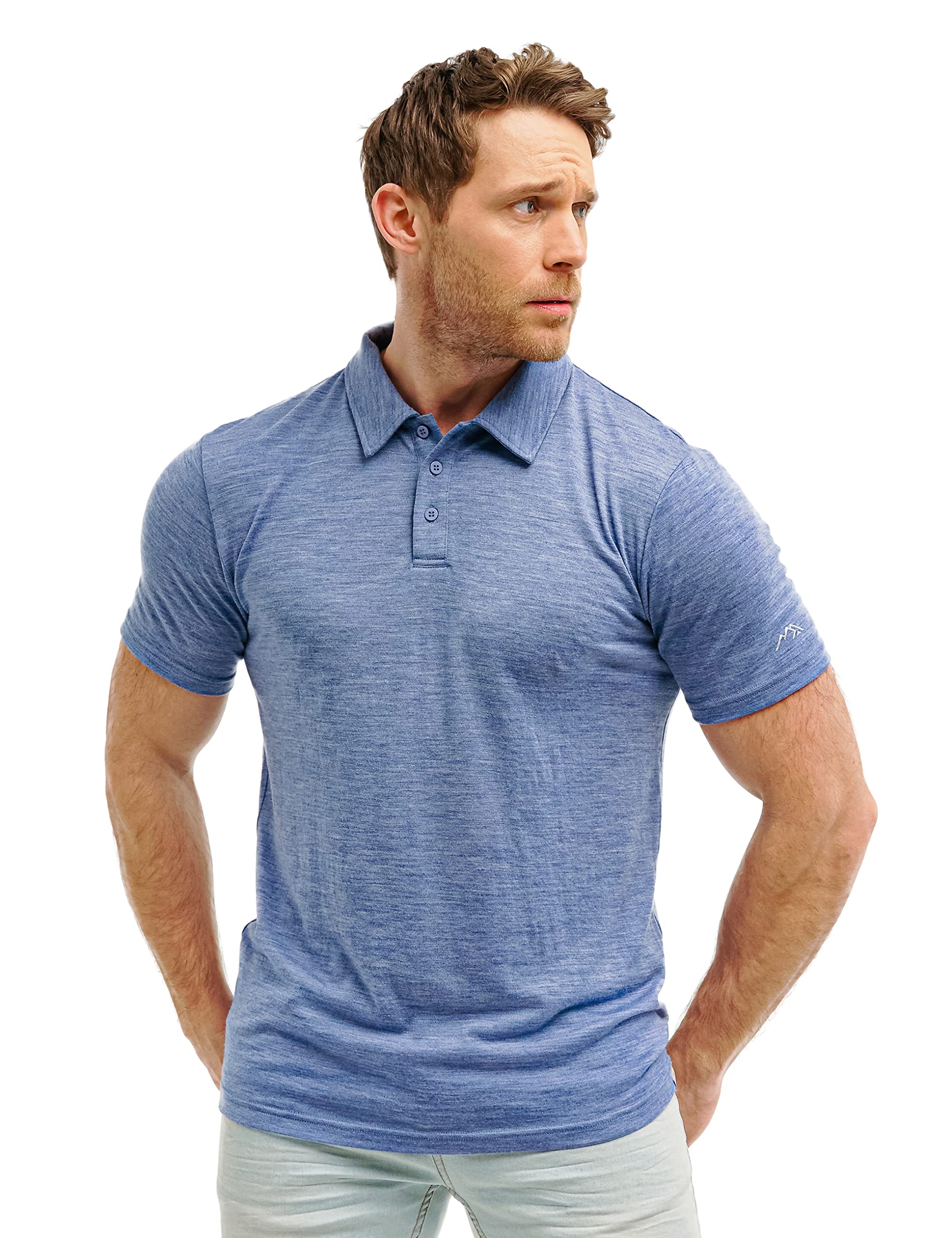 Photo 1 of Merino Wool Polo Shirt Men - Anti-Odor 100% Merino Wool Shirts for Men Short Sleeve and Long Sleeve Breathable Polo (Large, Deep Blue Polo)