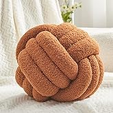 Petrella Knot Pillow Ball Round Throw Pillows Home Decor Cushion Decorative Aesthetic Throw Pillows,Lambswool Caramel 8inch