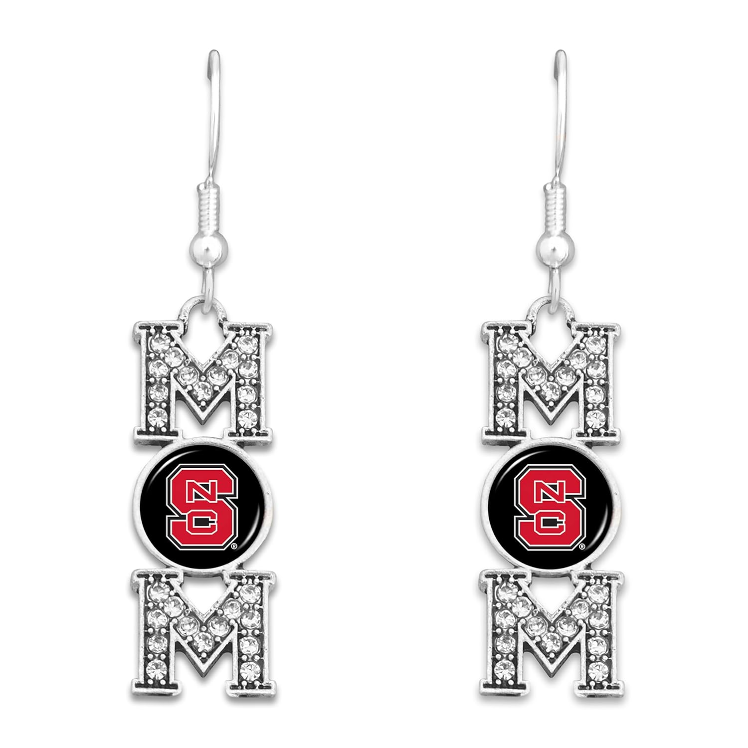FTH North Carolina State Wolfpack MOM Earrings with Logo and Rhinestones
