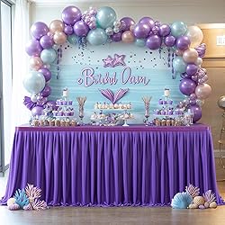 Partisky Purple Polyester Table Skirt for Rectangle