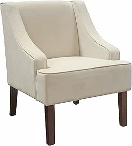 Amazon.com: HomePop Velvet Swoop Arm Accent Chair, Cream: Kitchen & Dining