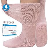 Bulinlulu Extra Width Diabetic Socks Men Women-4 Pairs Wide Edema Sock for Swollen Feet,Non Slip Cast Bariatric Socks 13-15