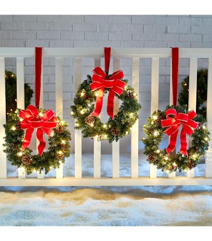 Guirnalda Navideña Con Luces LED De 270cm - Incluye Adornos De Flores, Piñas, Bayas Y Bolas, Decoración Para Puertas, Chimeneas O Escaleras