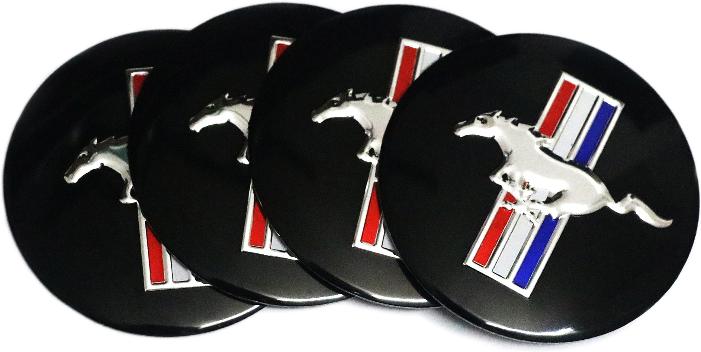 4X 56MM / 2.2" Aluminum Wild Horse Wheel Center Hub Cap Emblem Stickers Decal for Ford Mustang