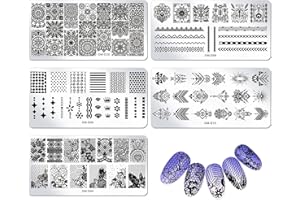 WOKOTO 5pcs Nail Stamping Plates for Nail Art Kit Lace Mandala Flower Animal Nail Image Templates Stamp Kit Design Stamp Tools Kit for Nail Art Designs Transfer Stencil Tools