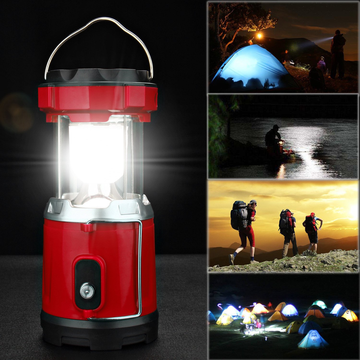 LED Camping Lantern, IRuiYinGo Rechargeable Solar Lantern Flashlight