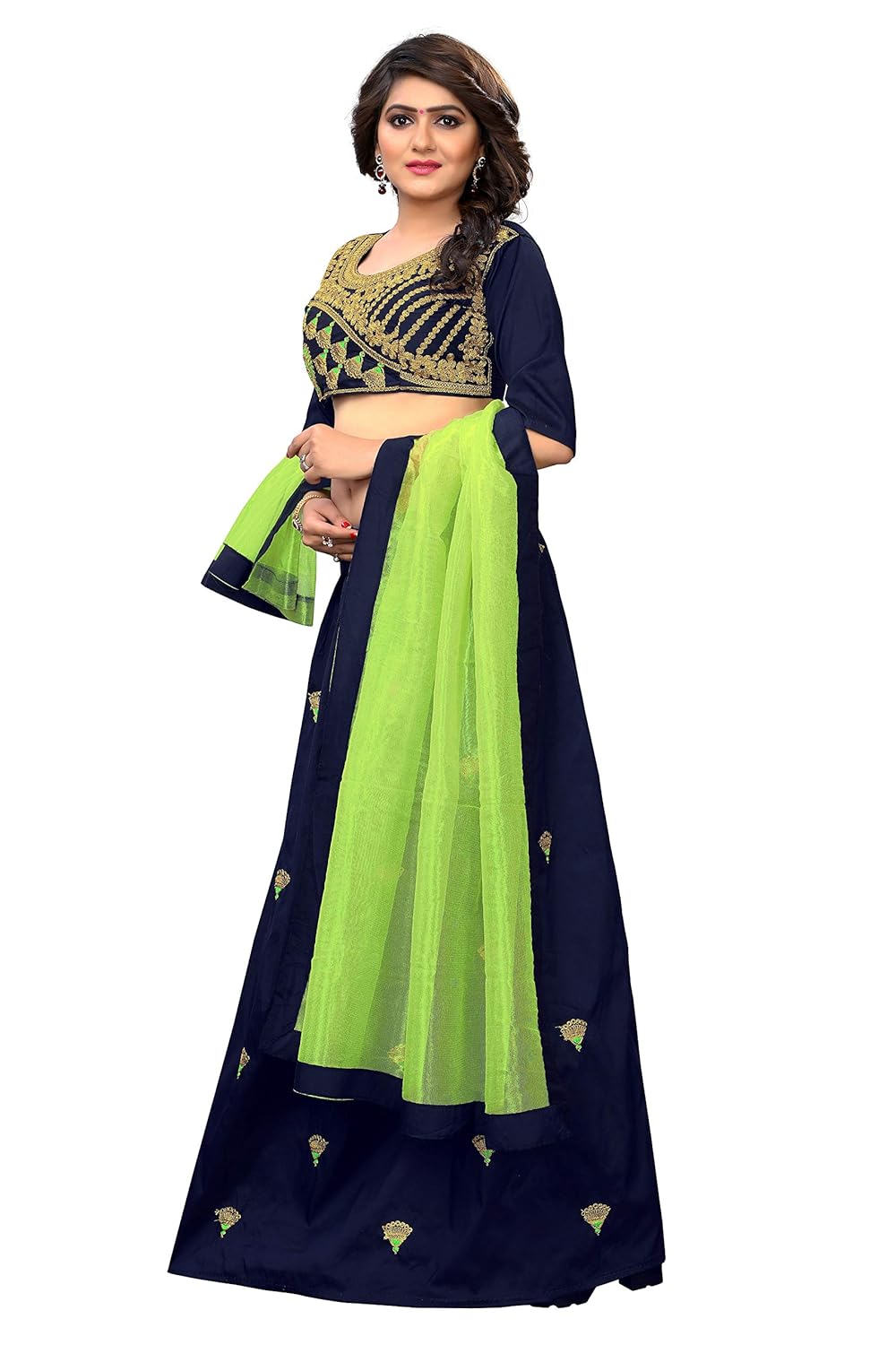 jd creation women's tappeta silk lehenga choli (blue,free size, semi-stitched)