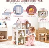 Giant bean Wooden Dolls House 2.6ft Elevator Light 22 pcs Furnishings 3 Dolls view 6