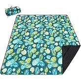 PY SUPER MODE Picnic Blankets Extra Large, Waterproof Foldable Outdoor Beach Blanket Oversized 83x79” Sandproof, 3-Layer Picnic Mat for Camping, Hiking, Travel, Park, Concerts(Yellow Flowers)