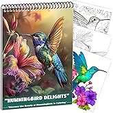CKMOREL Humming Bird Adult Coloring Book Spiral Bound Mindfulness Adult Coloring Book for Women Relaxation Spiral Bound Lay Flat, Single-Sided Print with 24 Pages, Anxiety Relief Gifts Relaxation