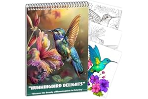 CKMOREL Humming Bird Adult Coloring Book Spiral Bound Mindfulness Adult Coloring Book for Women Relaxation Spiral Bound Lay Flat, Single-Sided Print with 24 Pages, Anxiety Relief Gifts Relaxation