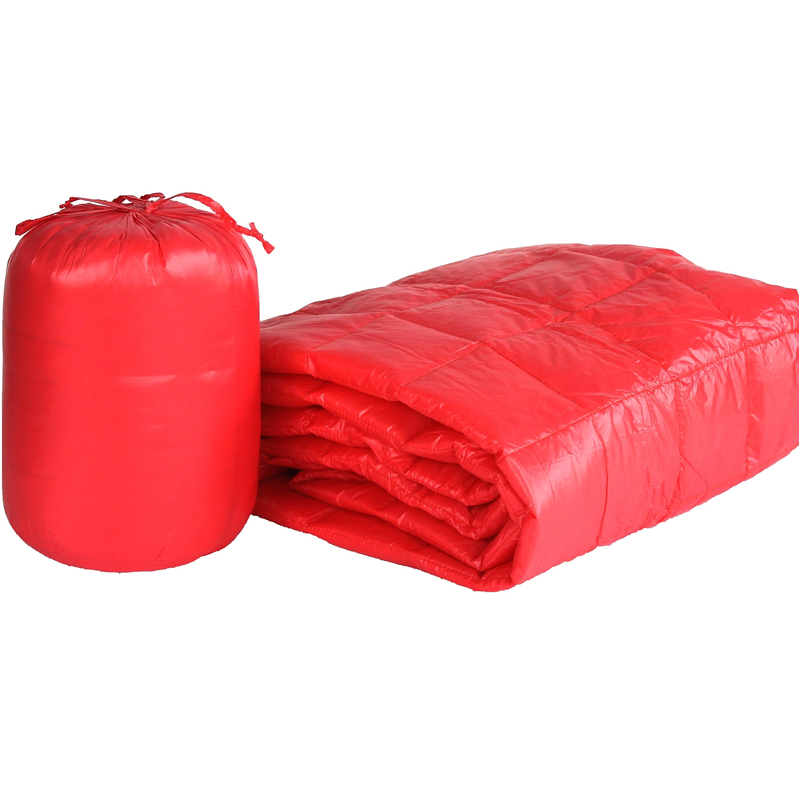 PUFF 50" x 70" High Loft Down Indoor/Outdoor Water Resistant Throw with Extra Strong Nylon Cover, Coral