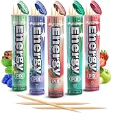 PurePix Energy Caffeine Flavored Toothpicks, 5-Flavor Pack, 100ct | 20 mg caffeine per pick with B12 + L-Theanine; 100 picks total, 20 per tube; vegan, sugar-free coffee alternative