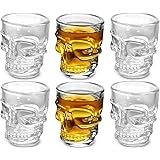 KOVOT Skull Shot Glasses, Set of 6, 1.5 oz, Clear