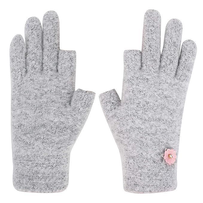 Amazon レディース手袋 おしゃれ フリース手袋 5本指 親指 人差し指