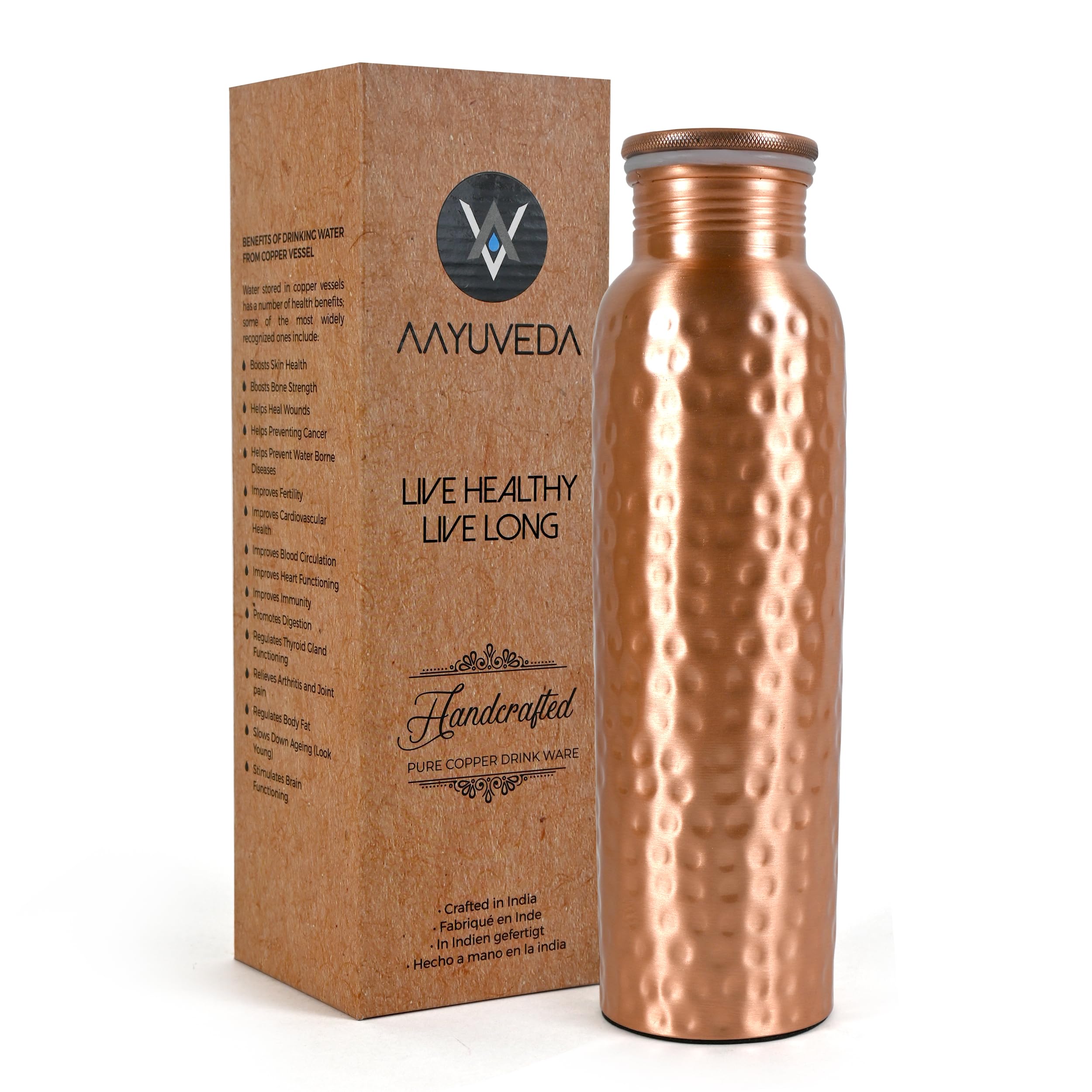 Photo 1 of 32Oz Pure Copper Water Bottle for Drinking – Ayurvedic Water Bottle, Leak Proof Lid – Handcrafted ottle Water Vessel – 100 Copper Water Drinking
