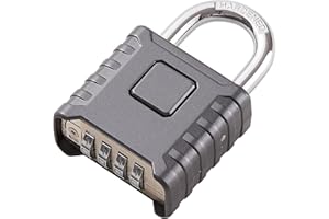 1 Pack disecu Heavy Duty 4 Digit Combination Lock, One Touch Unlocking, Anti-Error Feature, High Security Waterproof Large Outdoor Padlock for School Gym Locker, Fence, Gate, Storage Unit (Grey)