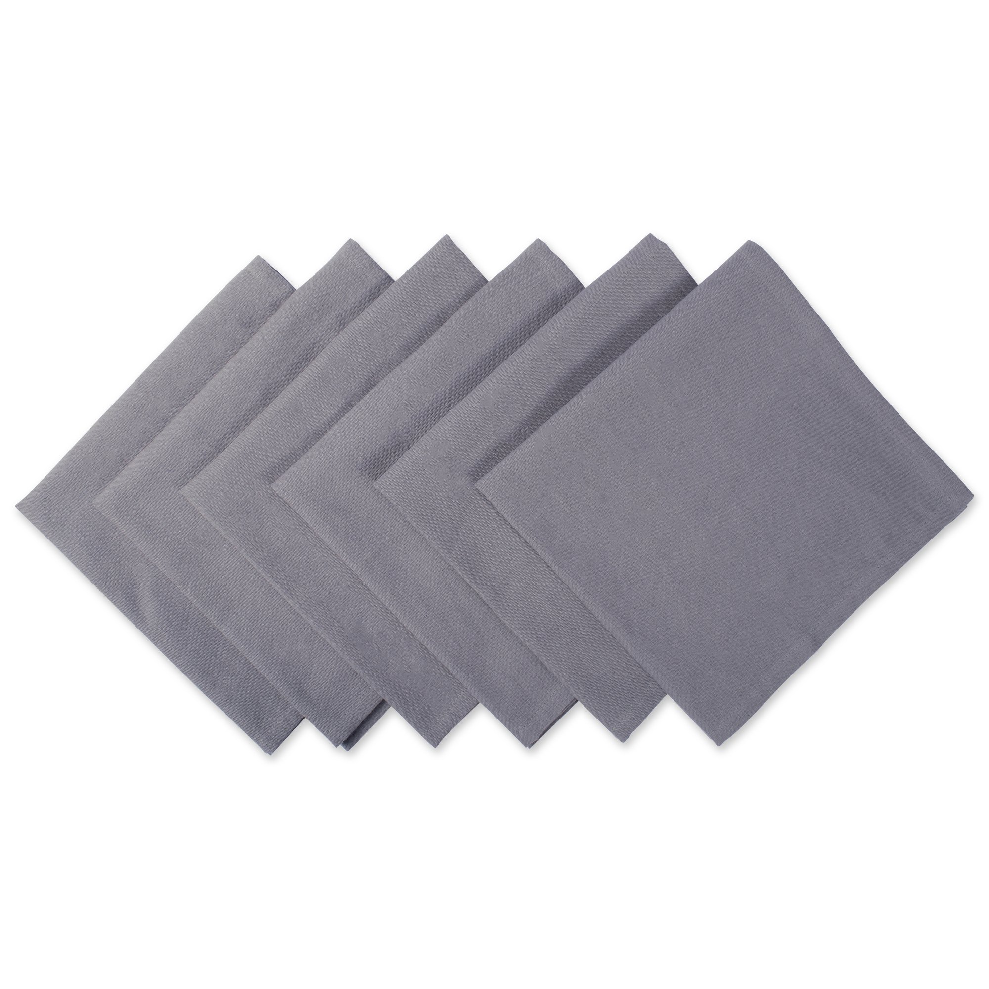 DII Solid Pastel Napkin Set Cotton, Machine Washable, 20x20 Inch, Gray, 6 Count
