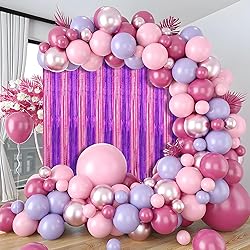 2 Pack Pink and Purple Foil Fringe Curtains