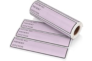 Carstens Patient I.D. Adhesive Medical Chart Labels for 1.5” – 4” Ring Binder Spines – Pre-Printed Sticker Labels (Room No. / Patient/Doctor), 5 3/8” x 1 3/8”, Lavender, Roll of 200