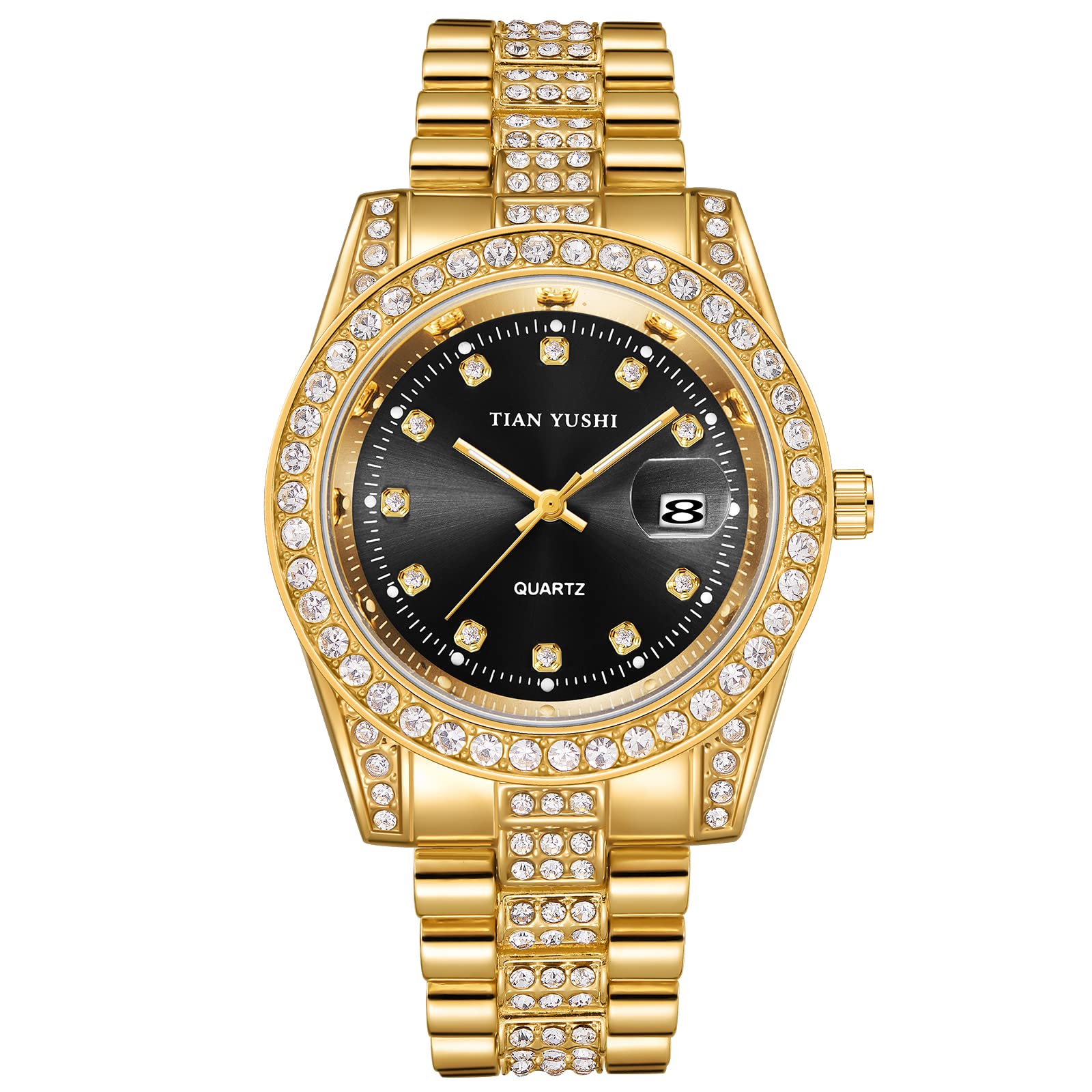 DROCUAMGOYA Men Women Diamond Watch Stainless Steel Quartz Analog Casual Dress Wristwatch Crystal Bezel Dial Couple Watch