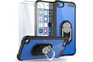 ULAK Compatible with iPod Touch 7th Generation Case with Screen Protector, Clear Back Cover with Build in Kickstand, Heavy Duty Hard Shell Case for Apple iPod Touch 7th/6th/5th Gen, Black