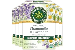 Traditional Medicinals Tea, Organic Chamomile & Lavendar, Stress Relief, 96 Tea Bags (6 Pack)