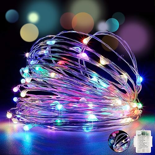 Knayis 6M/19FT Fairy Lights, 60LED 8 Modes Fairy Lights Battery Operated, Battery Powered String Lights Waterproof for Indoor/Outdoor Bedroom Party Wedding Christmas Decor(Multi-Coloured)