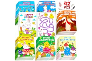 Lionoble 42 Pack Easter Coloring Books for Kids 2-4,4-8,8-12, Easter Basket Stuffers Bulk Gifts Mini Coloring Books Party Favors for Boys Girls School Classroom Goodie Bags Stuffer Activity Supplies