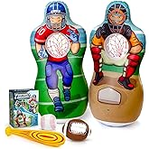 Super Pumped! Inflatable Double-Sided Baseball & Football Target Set - Blow Up Toy with Soft Football, Baseball & Inflatable Bat - Fun Toss Games for Indoor, Outdoor, Backyard & Party Favor - 5 Feet