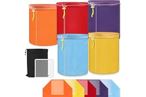 Windspeed 5 Pack 5 Gallon Filter Bags, Oxford Cloth All-Mesh Filter Bags for 5 Gallon Bucket with Filter Screen and Storage Pouch(25 to 220-Micron)