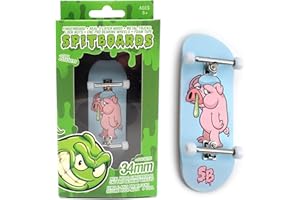 SPITBOARDS® 34mm x 96mm Pro Fingerboard Set-Up (Complete) | Real Wood Deck | Pro Trucks with Lock-Nuts and Pro Bushings | Polyurethane Pro Wheels with Bearings | Pig Flue
