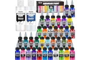 Roizefar Airbrush Paint, 36 Colors with 4.05 Fl Oz Thinner & 4.05 Fl Oz Cleaner, Water-Based Air Brush Paints Acrylic Ready t