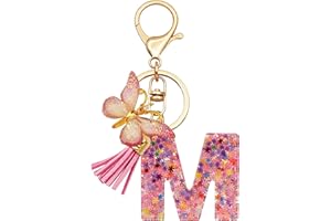 TTYY Initial Letter Keychain for Women Gift for Young Teenage Girl Gifts for Christmas to Mom Daughter Pink tassel