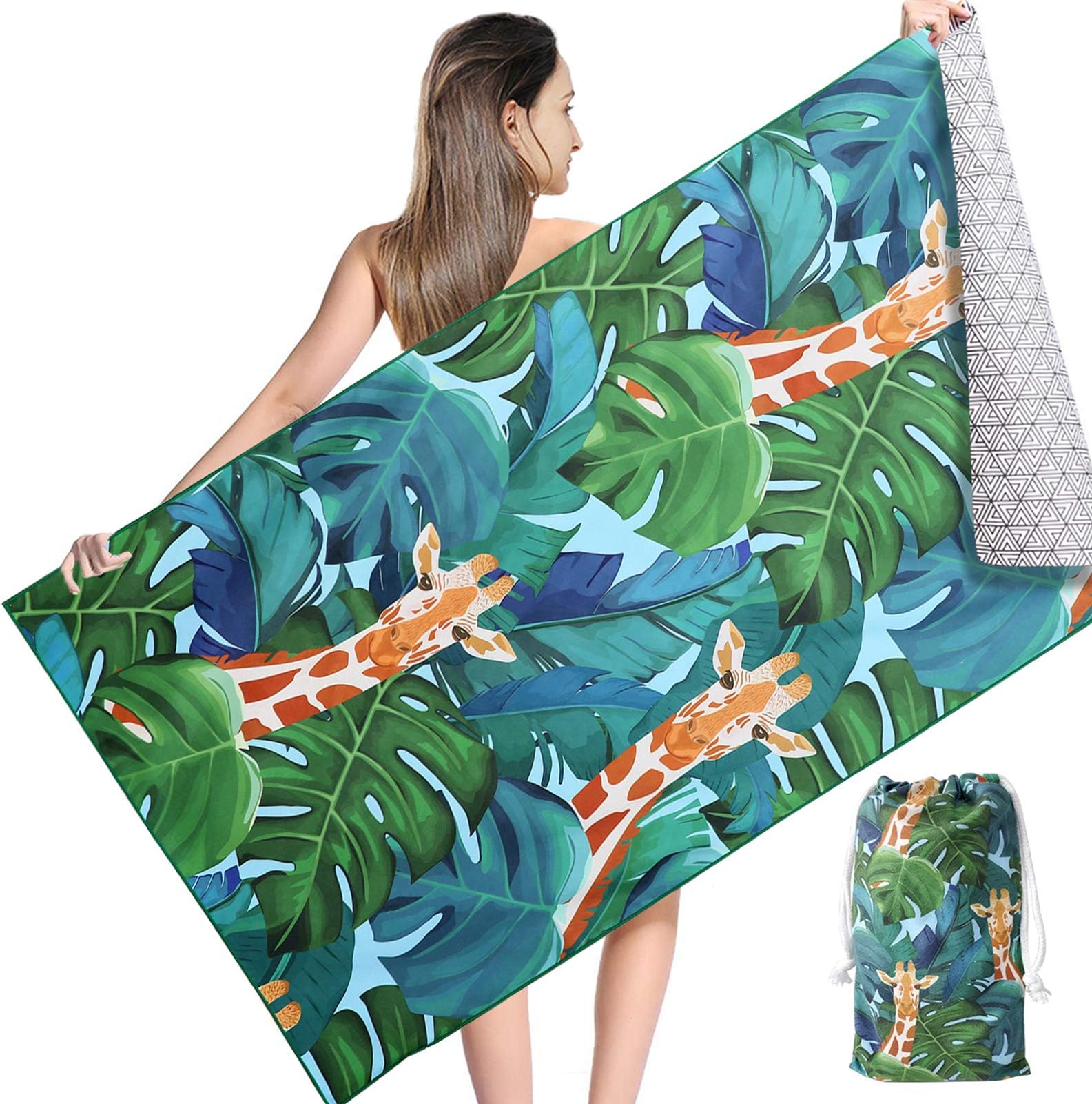 NovForth Microfiber Beach Towel Sand Free, Quick Dry Beach Towels Oversized for Adults, with a Carrying Bag, Super Absorbent Lightweight Compact Towel for Travel Pool Swimming Bath Camping