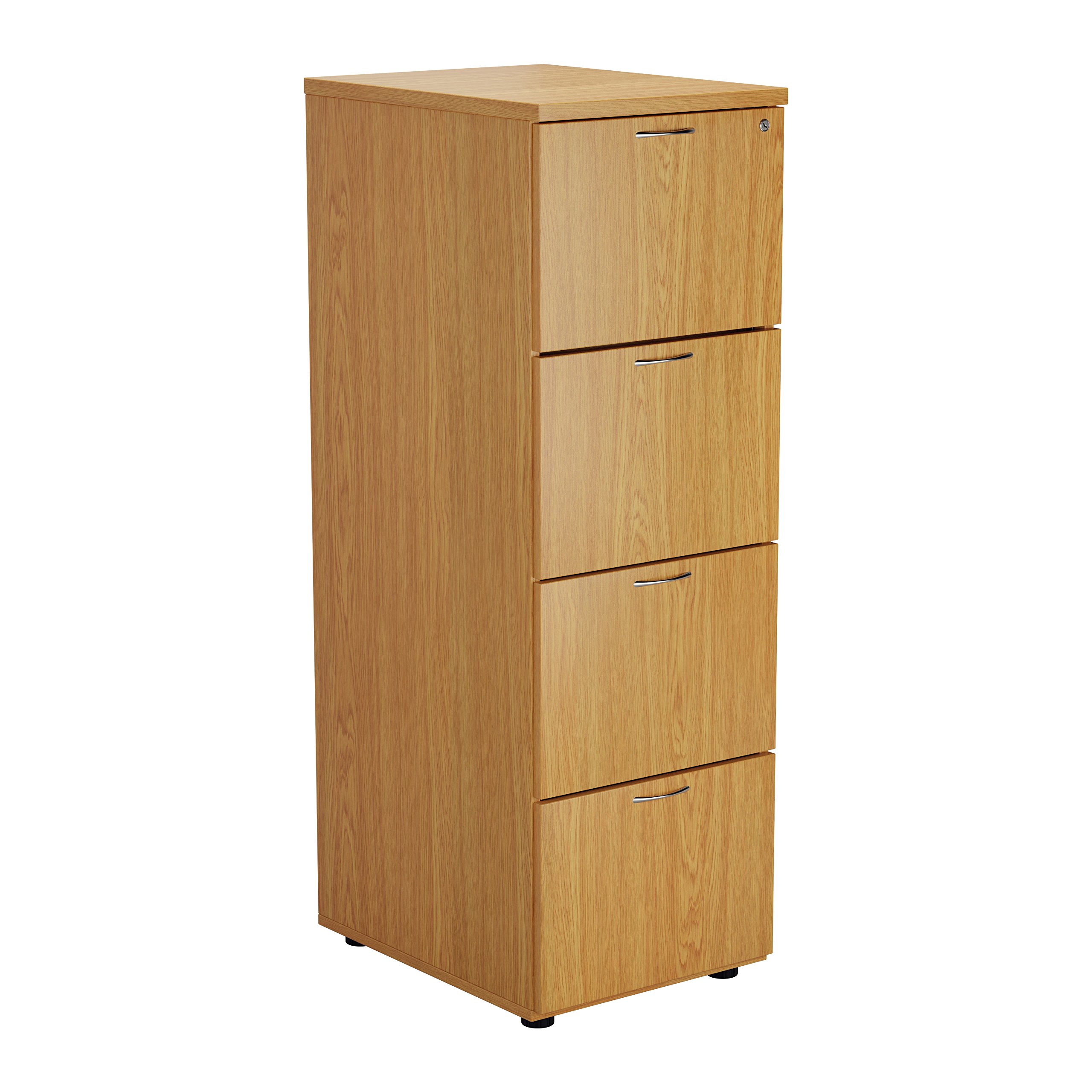 Office Hippo Heavy Duty Filing Cabinet, Robust File Cabinet, Office Cabinet with Anti-Tilt Mechanism, Lockable Filing Cabinet, Office Storage for A4 or Foolscap Filing - Oak, 4 Drawer