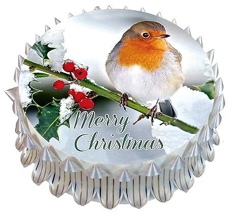 Merry Christmas Cake Set D W3 7 18cm Edible Wafer Rice