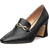 Womens Chunky Block High Heel, Square Toe Closed Pumps Slip-on Loafers Shoes Dress Party Office Basic Classic Shoes 2.5IN