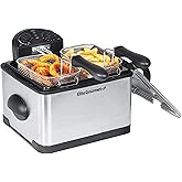 Elite Gourmet EDF-401T Electric 4.5 Qt. / 17 Cup Immersion Deep Fryer 3-Baskets, 1700-Watt, Timer Control Adjustable Temperat